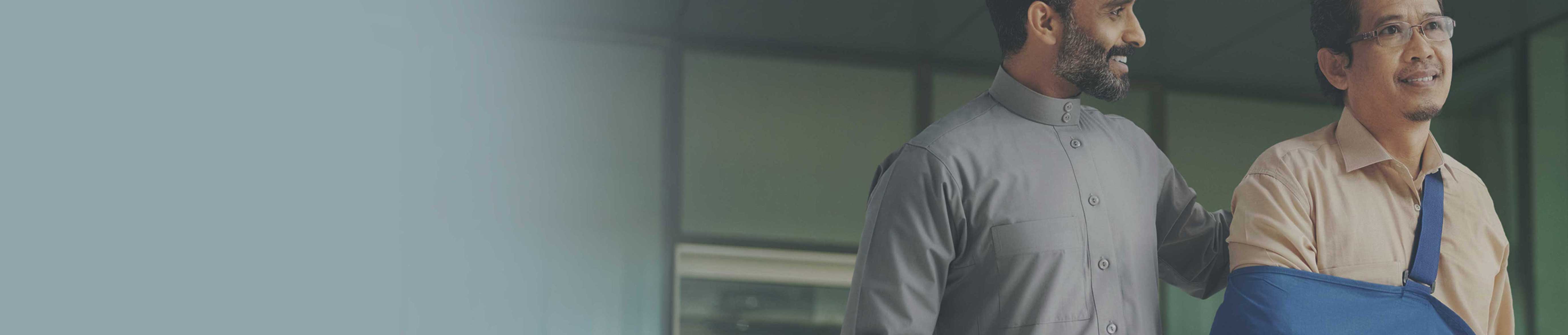 Hero banner highlighting Bupa Arabia support for helpers and caregivers